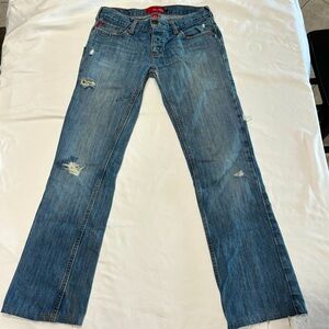 Hollister low rise jeans juniors size 5 distressed button fly